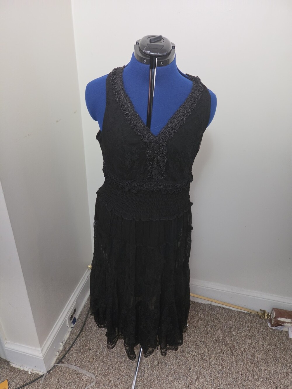 Vasna desire dress Maxi Black Beaded Stretch Large Lace